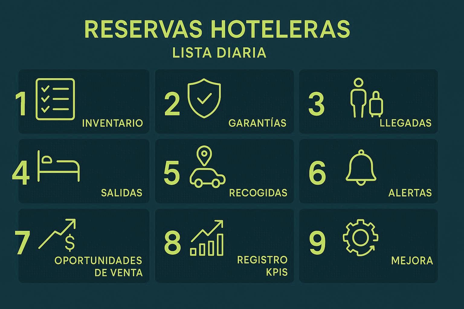 Checklist diaria de reservas para recepción