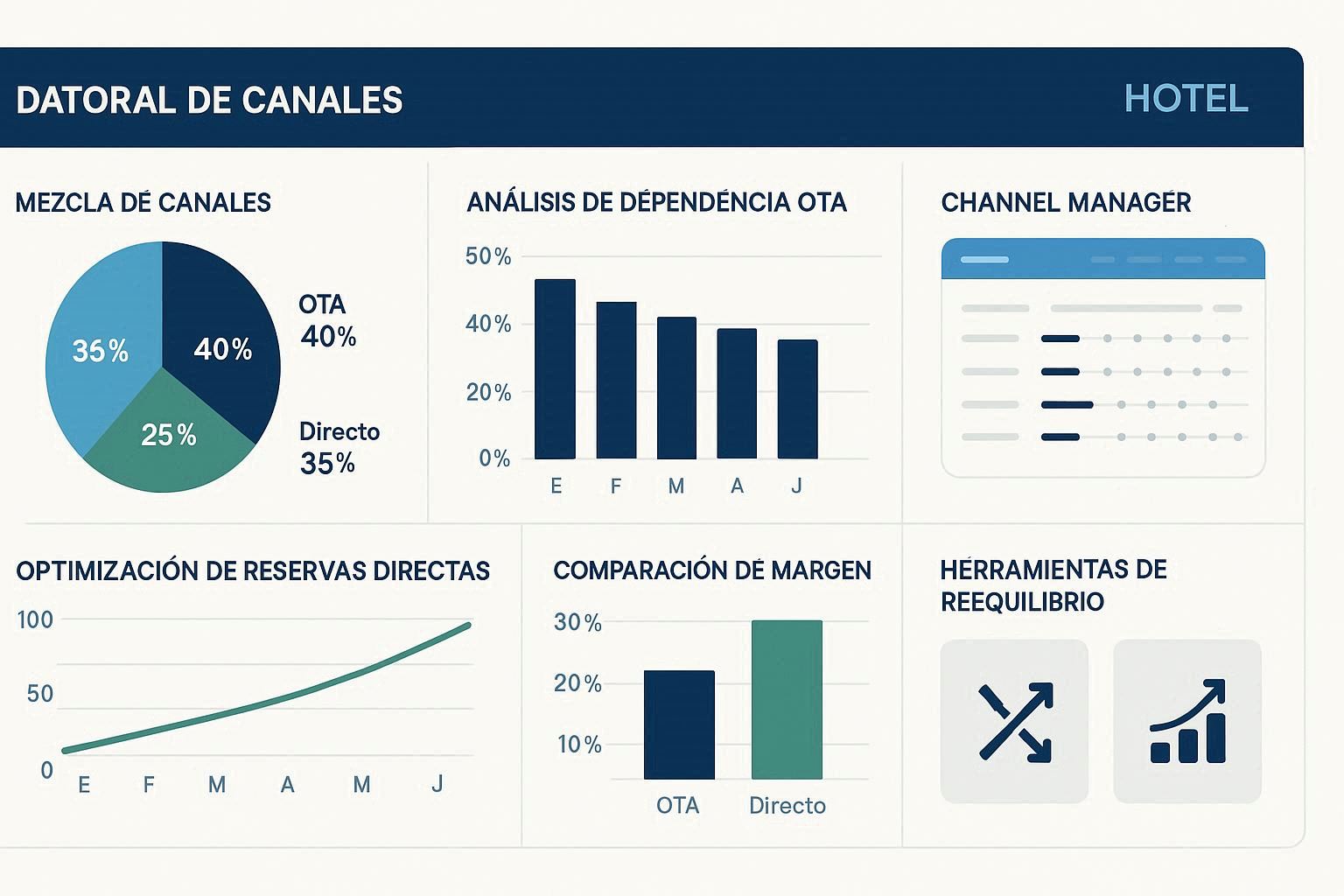Distribución balanceada para hoteles pequeños: mix rentable y control